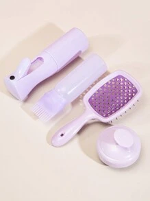 WANMEI 4件套干洗瓶、干洗壶、洗发水瓶、冲洗瓶、带刻度的滴水壶、160毫升烫染瓶、洗发水瓶、空心梳、网梳、按摩造型梳、美发梳、家用硅胶洗发刷、家用洗发梳、200毫升喷雾瓶、美发喷雾瓶、浇水壶、发刷 - 紫色 - 查看 7