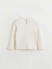 MARC&JANIE 少女甜美森系镂空蕾丝花边圆领长袖T恤，春季 - 米色 - 查看 2