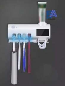 FANOVA Toothpaste Dispenser And Toothbrush Holder, Installation With Adhesives - White - View 4