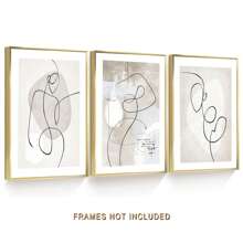 3pcs Abstract Line Art Decor Painting Set, Minimalist Style Wall Art Decoration, Suitable For Dining Room, Hotel, Bedroom, Living Room, Kitchen, Dressing Room & Closet Gifts Birthday Graduation