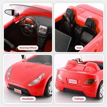 Carro de boneca transformável, um conversível vermelho brilhante para maior diversão infantil