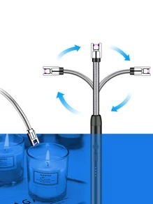 USB-Charging Windproof Lighter, Single Electric Arc, For Camping Cooking & Outdoor Activities, Golden - Gold - View 5