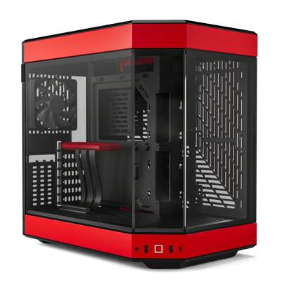 HYTE Y60 - Modern Aesthetic Dual Chamber Panoramic Tempered Glass Mid-Tower ATX Computer Gaming PC Case With PCIE 4.0 Riser Cable Included - Red