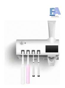 FANOVA Toothpaste Dispenser And Toothbrush Holder, Installation With Adhesives - White - View 2