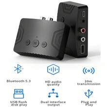 無線音頻接收器 Bt V5.3 3.5mm Aux Rca Usb立體聲音響無線適配器,支援u盤播放,適用於汽車套裝音箱擴音器 - With RCA Cable - 查看 9