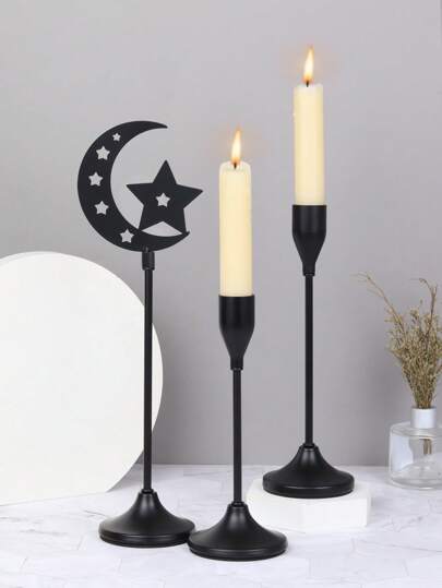 3入組金屬鐵燭台,阿拉伯式餐桌中心裝飾晚餐臥室室內燭台