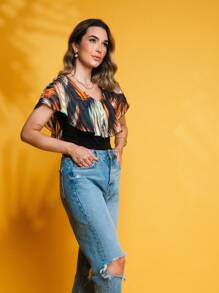 Body feminino estampado babardo - Amarelo - Visão 3