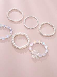 6件套少女珍珠串珠蝴蝶、星星手链套装