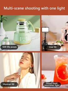 Pancoat Led Live Broadcast Photography Fill Light, Mini Desktop Light For Food Shooting, Video Recording With Beauty Function For Streamers - Black - View 4