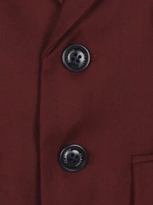 4 件套年轻男孩绅士西装,包括夹克、背心、裤子和领结,简约优雅的设计,适合节日、典礼和日常场合 - 酒紅色 - 查看 8