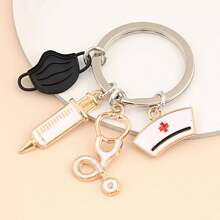 1pc Doctor Keychain Syringe Stethoscope Mask Keychain Medical Gift Perfect Gift For Doctors Nurses And Medical Students Fashionable Metal Bag Pendant Fashionable Item Graduation Gift Event Souvenir With A Total Of 4 Colors To Choose From Safety Pins