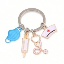 1pc Doctor Keychain Syringe Stethoscope Mask Keychain Medical Gift Perfect Gift For Doctors Nurses And Medical Students Fashionable Metal Bag Pendant Fashionable Item Graduation Gift Event Souvenir With A Total Of 4 Colors To Choose From Safety Pins