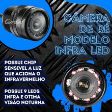 Câmera Ré Automotiva 9 Leds  Infravermelho Visão Noturna com linhas guias - Preto - Visão 2