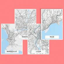 1pc A5 Size Modern Art Design Minimalist Style Linear Map Poster Of Famous Cities In Usa, Unframed, Room Decoration Gift For Living Room And Bedroom - Blue and White - View 3