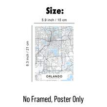1pc A5 Size Modern Art Design Minimalist Style Linear Map Poster Of Famous Cities In Usa, Unframed, Room Decoration Gift For Living Room And Bedroom - Blue and White - View 2