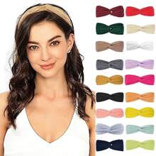1 Piece Summer Headbands For Women Short Hair Boho Twist Knot Head Band Elastic Hair Bands For Women's Hair Cute Wrap Headbands Fashion Hair Accessories, Solid Color - Multicolor - View 12