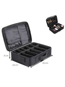 Maletín para Maquillaje Cosmetiquera Con Divisor Ajustable para Viaje - Negro - Ver 3