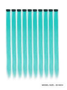 10 PCS Colored Clip In Hair Extensions 20 Inch Long Straight Hairpieces Clip In Synthetic, Halloween Cosplay Dress Up Fashion Party Christmas Carnival Music Festival New Year Gift For Women Kids Girls(RED)