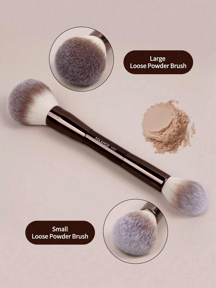 MAANGE 1支/5支/6支装专业双头化妆刷套装，包含散粉刷、腮红刷、粉底刷、遮瑕刷、高光刷、晕染刷，柔软纤维材质，便携旅行必备，女士/女孩礼物