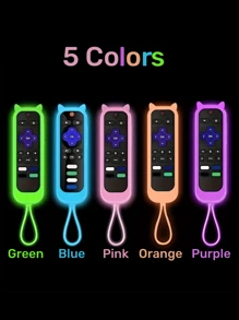 Silicone Remote Control Cover For Roku TV Remote/Roku Simple Remote/Roku Voice Remote (Not With Headphone Jack) For School,Office,Household,Travel,Bag,Organizer,Storage