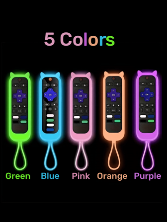 Funda de silicona para control remoto de Roku TV/Roku Simple Remote/Roku Voice Remote (no con conector de auriculares) para escuela, oficina, hogar, viaje, bolsa, organizador, almacenamiento