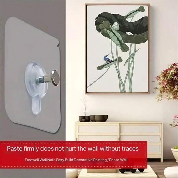 10pcs Heavy Duty Self-Adhesive Wall Hooks, For Hanging Pictures And Frames - Screw-Free, Washable, Reusable, And Punch-Free - Ideal For Home Decor And Organization