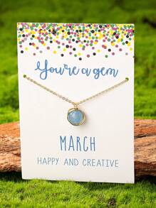 1pc Natural Gemstone Birthstone Pendant Necklace, Handmade With Unique Shape And Color, Creative Birthday Gift For Women - A8209 - View 18