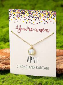 1pc Natural Gemstone Birthstone Pendant Necklace, Handmade With Unique Shape And Color, Creative Birthday Gift For Women - A8209 - View 20