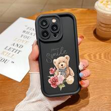 1 Miếng Chống trượt Phim hoạt hình sáng tạo Thiết kế Gấu Coverage hoàn toàn Silicone Ốp lưng & bao da điện thoại Tương thích với iPhone 15 xs 14pro 13 12pro 11 - màu đen - Xem 4