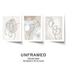 3pcs Abstract Line Art Decor Painting Set, Minimalist Style Wall Art Decoration, Suitable For Dining Room, Hotel, Bedroom, Living Room, Kitchen, Dressing Room & Closet Gifts Birthday Graduation