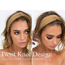 1 Piece Summer Headbands For Women Short Hair Boho Twist Knot Head Band Elastic Hair Bands For Women's Hair Cute Wrap Headbands Fashion Hair Accessories, Solid Color - Multicolor - View 5