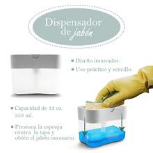 Dispensador Jabón Líquido Lava Trastes Cocina Fregadero despachador de jabón baño - Gris Claro - Ver 5