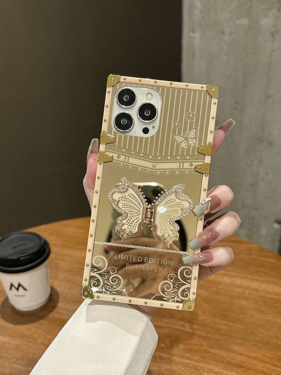 1 chiếc ốp điện thoại chống sốc hình con bướm đào đính đá Rhinestone thời trang hợp thời trang tương thích với iPhone 15