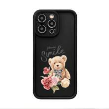 1 Miếng Chống trượt Phim hoạt hình sáng tạo Thiết kế Gấu Coverage hoàn toàn Silicone Ốp lưng & bao da điện thoại Tương thích với iPhone 15 xs 14pro 13 12pro 11 - màu đen - Xem 5
