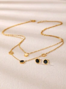 3 Piece Women's Bohemian Style 18K Gold Plated Round Shell Necklace Earrings Valentine's Day Mother's Day Gift   Dance Party Accessory Set
