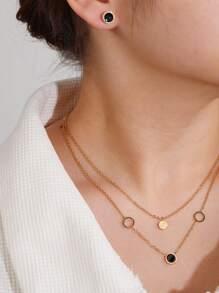 3 Piece Women's Bohemian Style 18K Gold Plated Round Shell Necklace Earrings Valentine's Day Mother's Day Gift   Dance Party Accessory Set