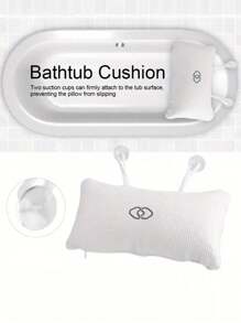 1pc 3D Mesh Suction Cup Bathtub SPA Inflatable Pillow (Built-In PVC Inflatable Bag), For Neck And Back Home Bathroom. - White - View 1
