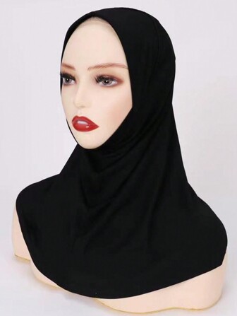 1pc Solid Color Crystal Linen Elastic Headwrap For Women, Daily Outfit Casual Casual Under Cap