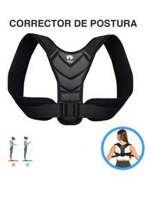 1 pieza Soporte para la espalda, aparato ortopédico deportivo unisex con cierre de gancho y bucle, corrector de postura ajustable, soporte para la espalda, cómodo entrenador de postura para corrección de la columna y soporte de la postura, corrector de joroba, correa de ejercicio, se puede usar para deportes al aire libre, ayuda a ponerse en buena forma - Negro - Ver 5