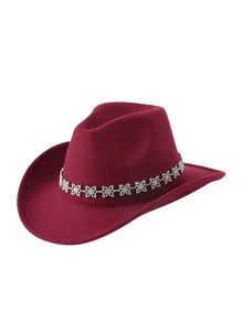 1頂[牛仔帽]女士牛仔帽,時尚金屬和鑽石裝飾,西部風格手工鏈條綴飾男女通用,適用於表演和派對 - 彩色 - 查看 6