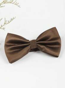 1 件女用休閒純色灰色小格子學院風格領結適合學校日常搭配