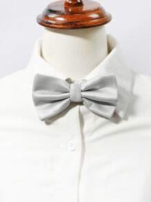 1 件女用休閒純色灰色小格子學院風格領結適合學校日常搭配