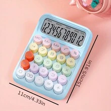 New 12-Digit Large-Key Flexible Keyboard Student Calculator Goddess Style Candy-Colored Office Use Financial Accounting - Blue - View 4