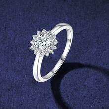 Realwe 925純銀白金鍍鋯石花環,簡單且適合女性日常佩戴 - 太陽花 - 查看 2