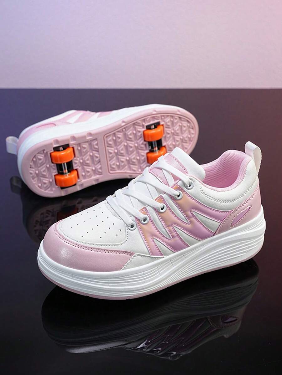 Unisex Kid Adult Outdoor Skate Shoes With Detachable Wheels, Four