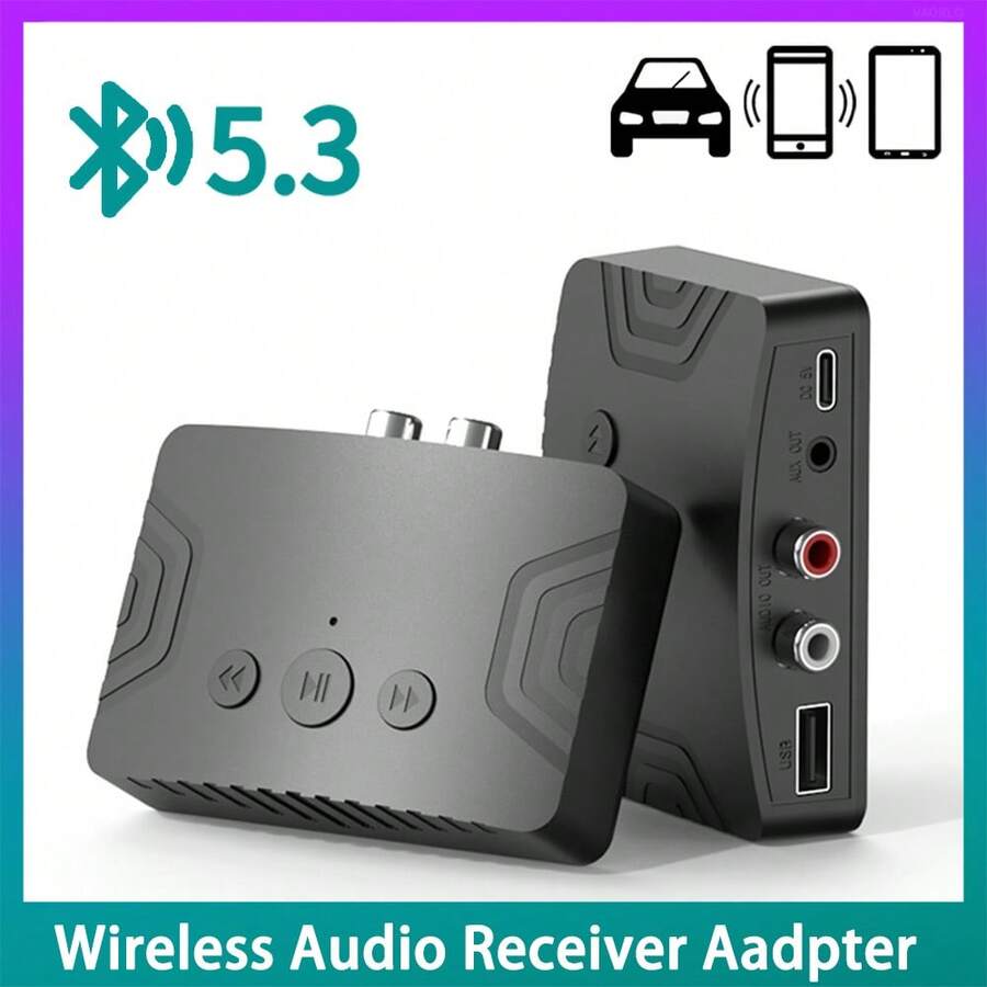 無線音頻接收器 Bt V5.3 3.5mm Aux Rca Usb立體聲音響無線適配器,支援u盤播放,適用於汽車套裝音箱擴音器 - With RCA Cable - 查看 1
