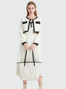 Soft Leather Large Capacity Tote Bag, Reversible Shoulder Bag With Unique Design Suitable For Handheld, Shoulder, Underarm. Suitable For School And Commute. - Beige - View 1