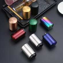 不銹鋼啤酒瓶開瓶器，自動按下不損壞即可快速開啟，小型便攜式開瓶器，適用於家庭酒吧野餐露營徒步旅行，啤酒和罐頭開啟器