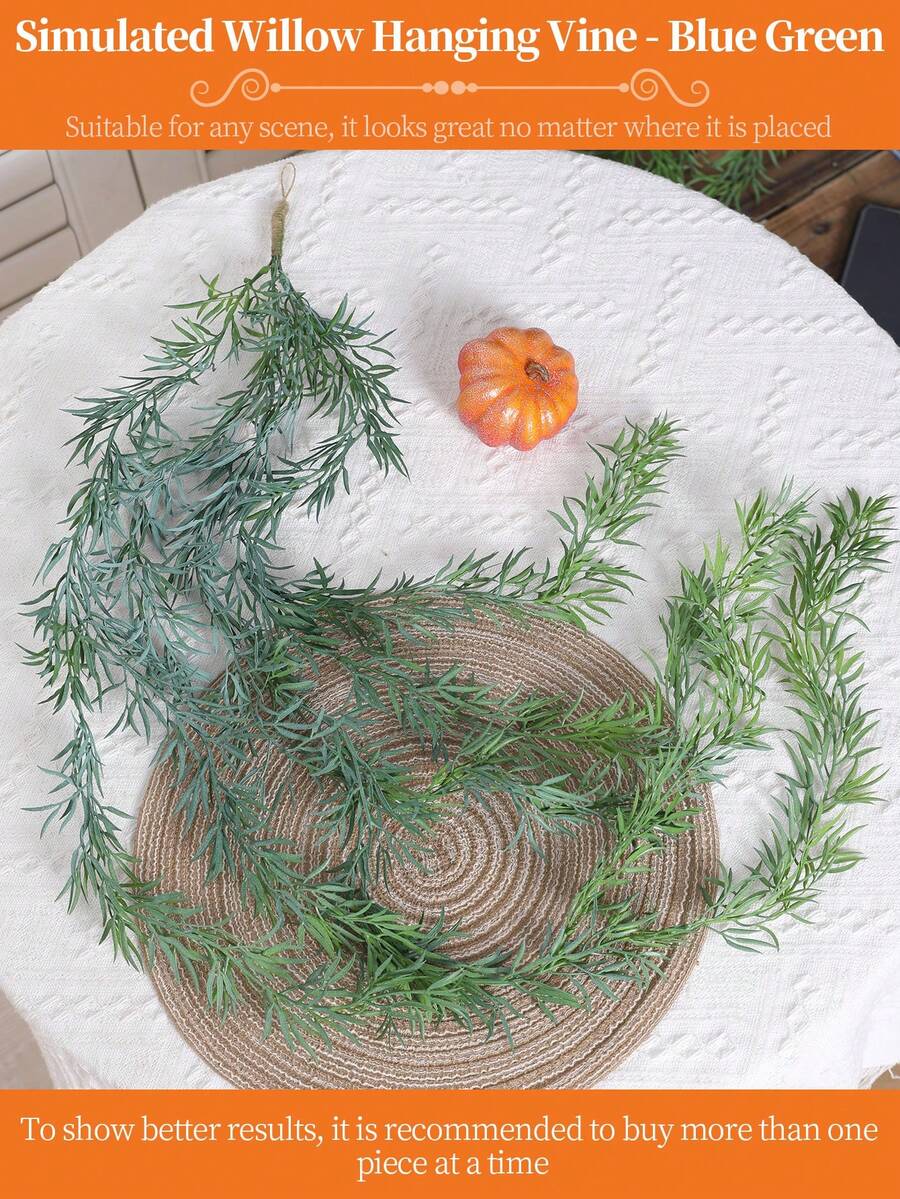 1入組100公分高仿垂柳掛藤,塑料常春藤,春季產品,可用於家居裝飾,掛綠色植物,不需維護,適用於戶外庭院掛裝、門廳裝飾、旅館背景牆掛裝、家庭天花板、門窗掛裝、扶手樓梯掛飾 - 彩色 - 查看 1