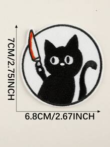 2入組圓形貓繡花布章,可用於diy服裝、褲子、帽子、手提包、鞋子、手機殼、熱熨貼裝飾 - 彩色 - 查看 5